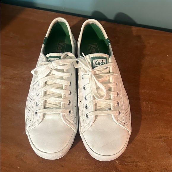 Keds Classic White Leather Lace-Up Sneakers - Picture 1 of 6